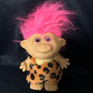 Vintage Dino Troll Doll, Caveman with shell necklace